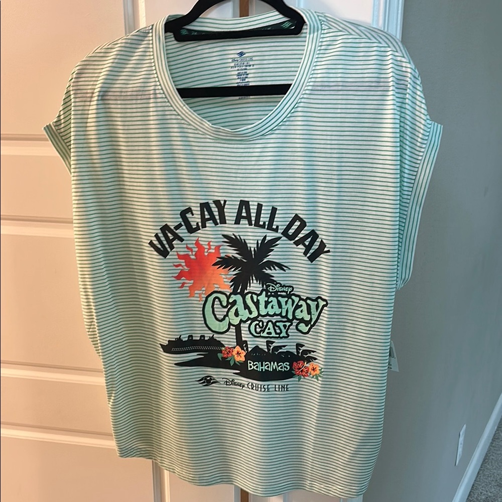 Disney Mint Striped 'Castaway Cay' Tee